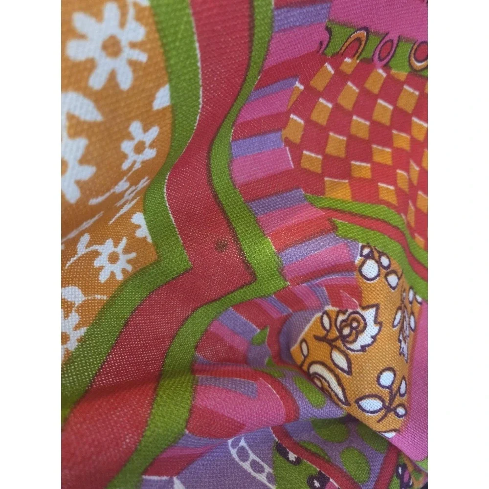 Bates Bedspreads Patchwork 60s 70s Funky Bright Double Fringe Curtains Lot